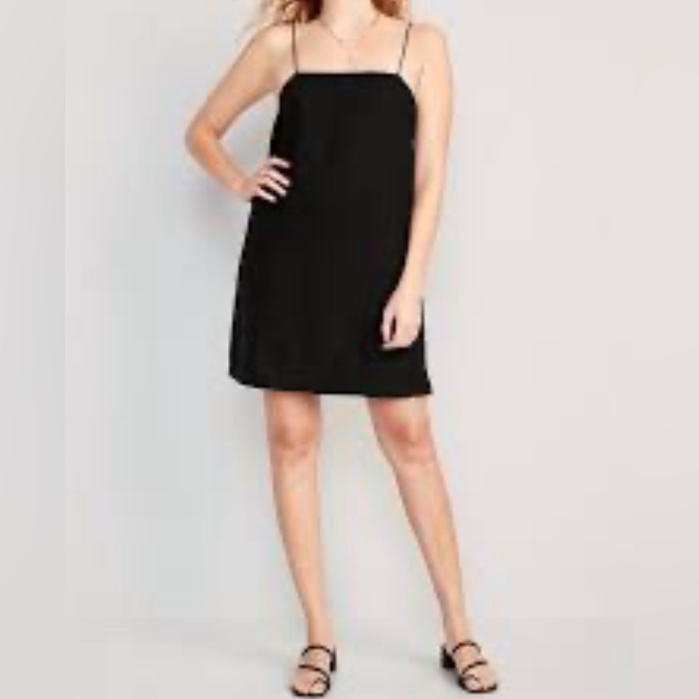 NWT Gap Black Linen Blend Classic Coastal Core Summer Mini Dress Women’s X-Large